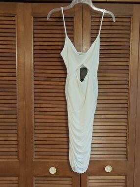 NWT 2NTS White Spaghetti Strap Midi Dress with Front Cutout